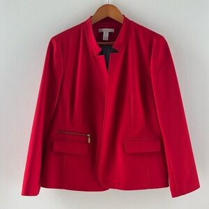 Chico's City Chic Open Front Blazer Red with Gold accents Women's - L/12P
